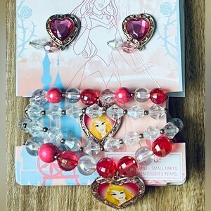 Disney Aurora Heart Earrings - Pink and Gold